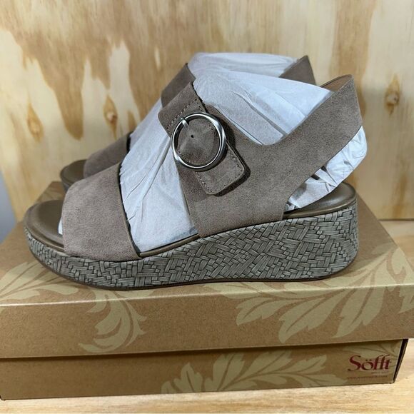 Sofft Faedra Light Grey Ankle Strap Sandals Women’s Size 10 - Picture 1 of 7